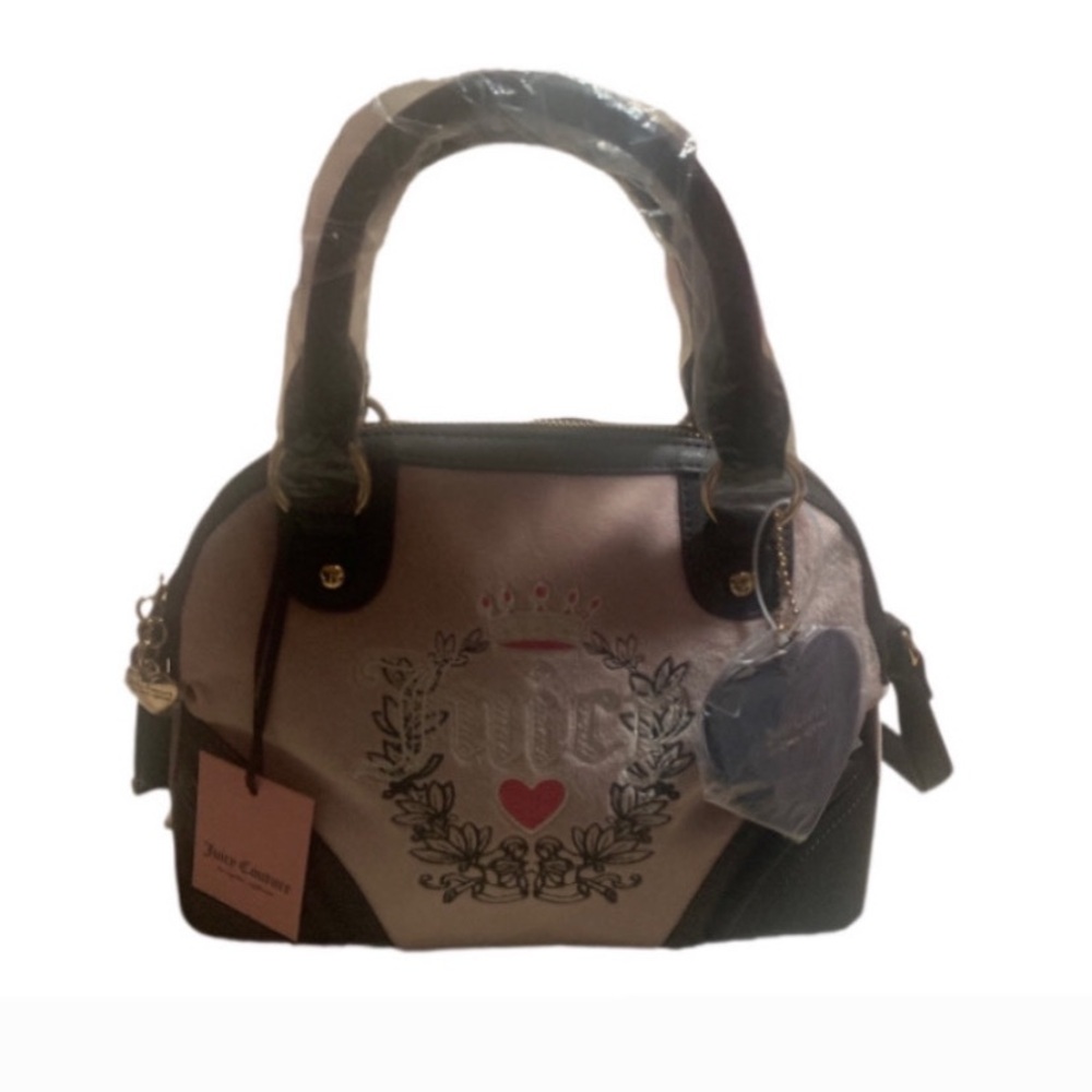 Juicy Couture Dusty Blush/Chocolate Heritage Dome Satchel.